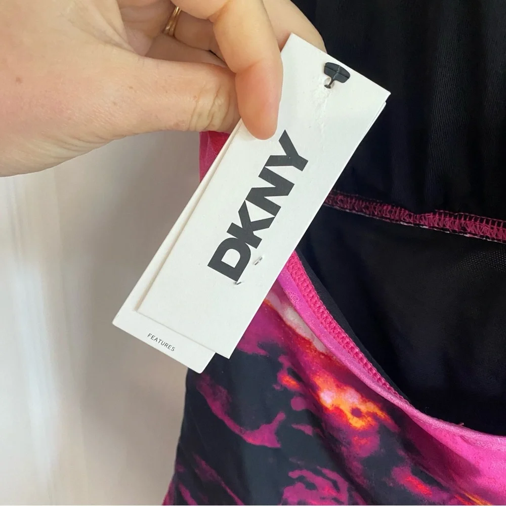 DKNY halter one piece swimsuit pink print LARGE‎ - Picture 4 of 4